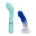 G-Spot | G-Spot Pillow Talk Sassy + Medium Splendid Dual-Density Dildo Bundle G-Spot Blue-White Splendid + Teal Sassy