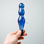 Glass, Wood & Metal | Glass, Wood & Metal Lollypop Double-Ended Blue Glass Dildo By Chrystalino Booty Toys Glass, Wood & Metal