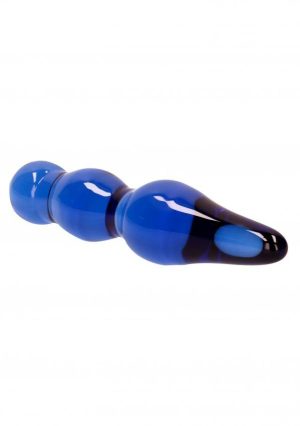 Glass, Wood & Metal | Glass, Wood & Metal Lollypop Double-Ended Blue Glass Dildo By Chrystalino Booty Toys Glass, Wood & Metal