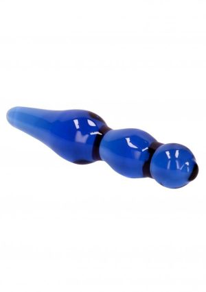 Glass, Wood & Metal | Glass, Wood & Metal Lollypop Double-Ended Blue Glass Dildo By Chrystalino Booty Toys Glass, Wood & Metal