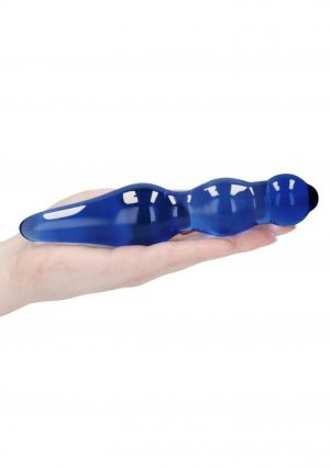 Glass, Wood & Metal | Glass, Wood & Metal Lollypop Double-Ended Blue Glass Dildo By Chrystalino Booty Toys Glass, Wood & Metal