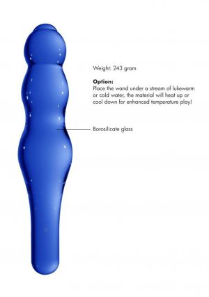 Glass, Wood & Metal | Glass, Wood & Metal Lollypop Double-Ended Blue Glass Dildo By Chrystalino Booty Toys Glass, Wood & Metal