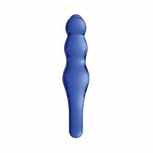 Glass, Wood & Metal | Glass, Wood & Metal Lollypop Double-Ended Blue Glass Dildo By Chrystalino Booty Toys Glass, Wood & Metal