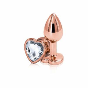 Glass, Wood & Metal | Glass, Wood & Metal Rear Assets Rose Gold + Gem Heart Anal Plug By Ns Booty Toys Glass, Wood & Metal