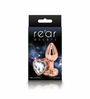 Glass, Wood & Metal | Glass, Wood & Metal Rear Assets Rose Gold + Gem Heart Anal Plug By Ns Booty Toys Glass, Wood & Metal