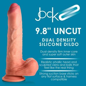 Suction Cup | Suction Cup Jock Uncut 9.8″ Dual-Density Silicone Dildo With Foreskin Dildos Suction Cup